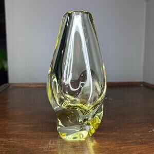 Lovely Yellow Glass Bud Vase 5" tall thick